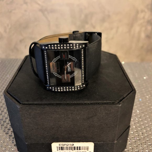 Esprit Evening Watch--Black with Rhinestones - Picture 3 of 3